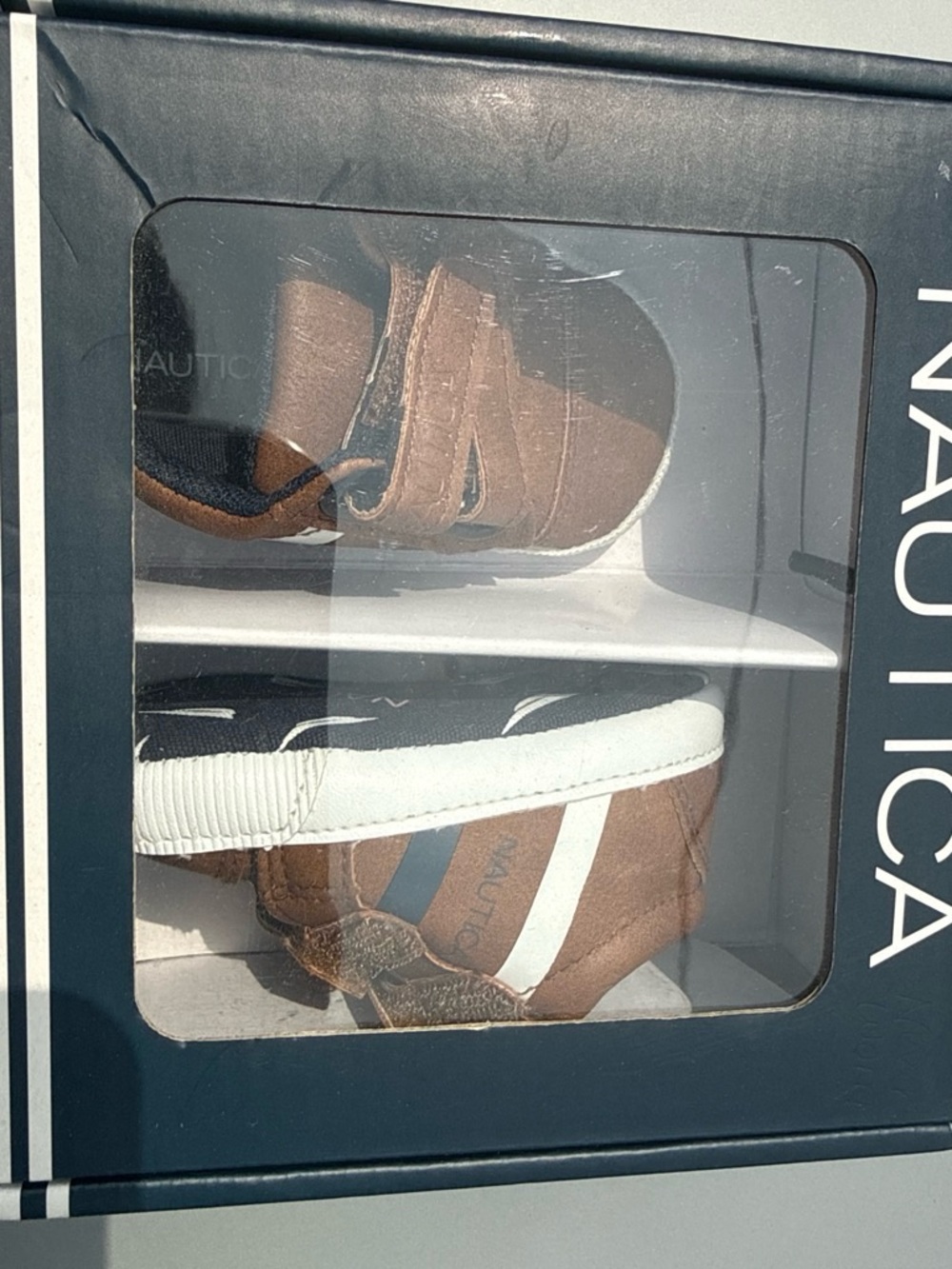 Nautica Brown and Navy Infant Hook-and-Loop Sneakers